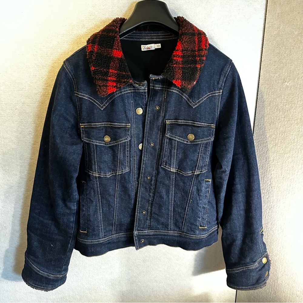 Faherty Denim Jacket with Fleece-Lined Collar and Cuffs